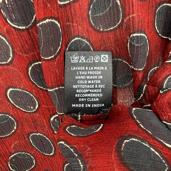 ISABEL MARANT Shirt Womens 34 XS Rust Red Polka Dot Sheet Silk Long Sleeve - Picture 10 of 16